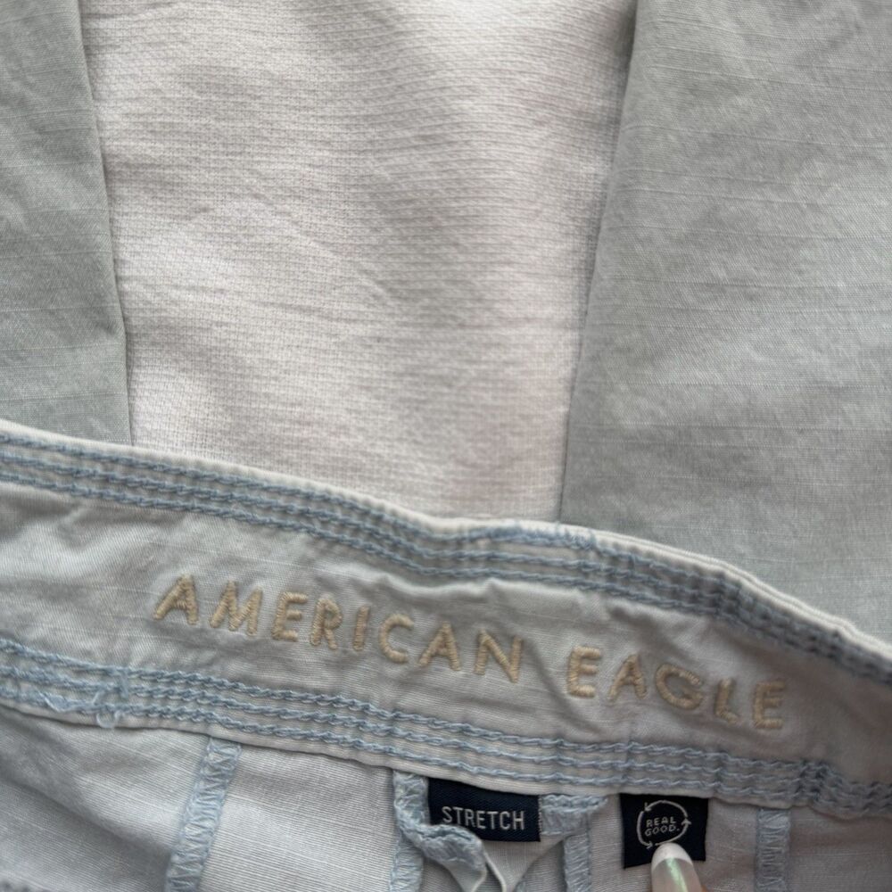 American Eagle Women’s Light Blue Cargo Pants Straight Leg Stretch Pockets 8R - Picture 3 of 9